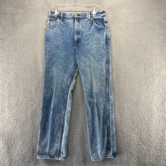 Vintage Roebucks Jeans Men's 35x34 Blue Straight Faded Stone Acid Wash Fit 32x33 - Picture 1 of 12